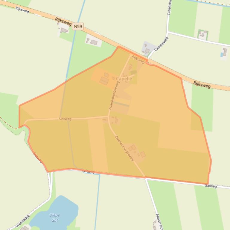 Kaart van postcodegebied 4306NT.