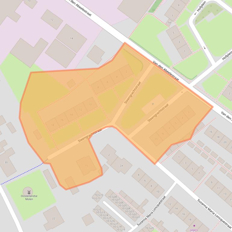 Kaart van postcodegebied 4307BJ.