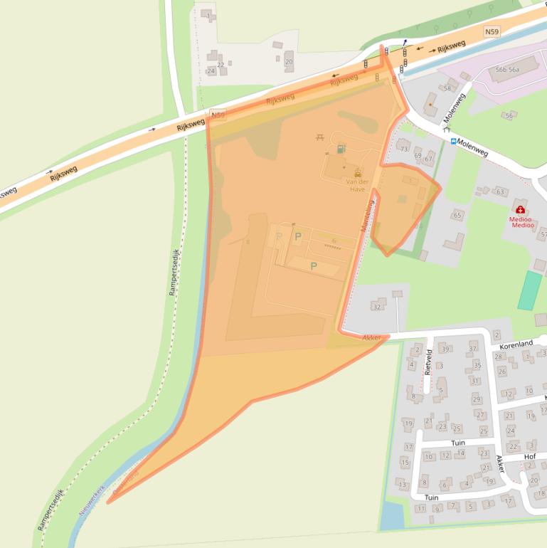 Kaart van postcodegebied 4307CJ.