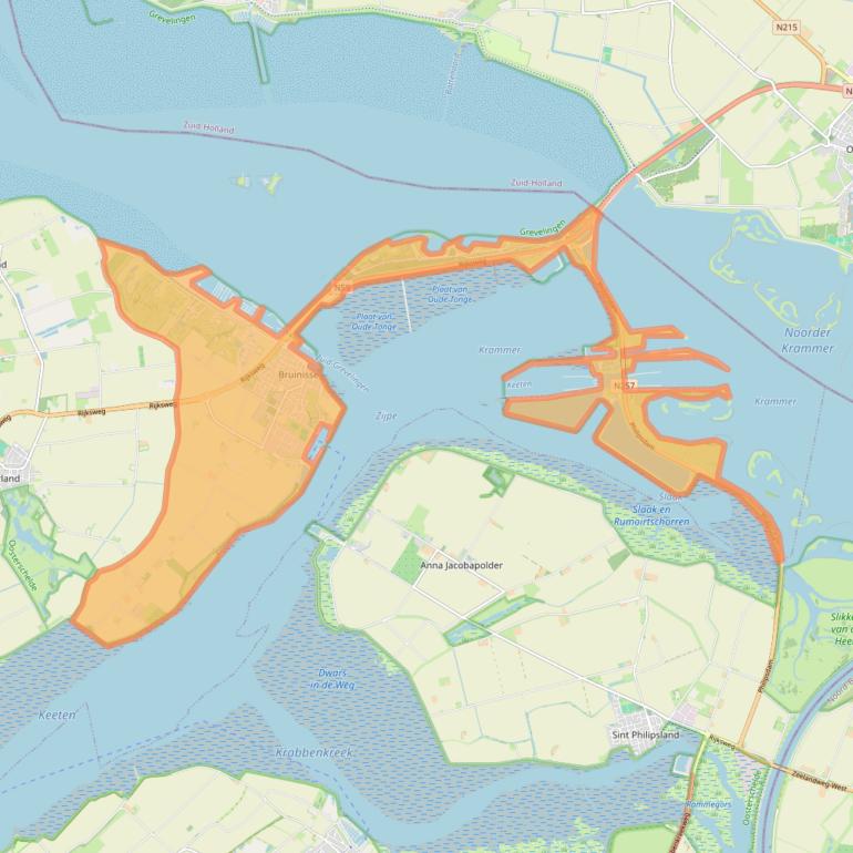 Kaart van postcodegebied 4311.