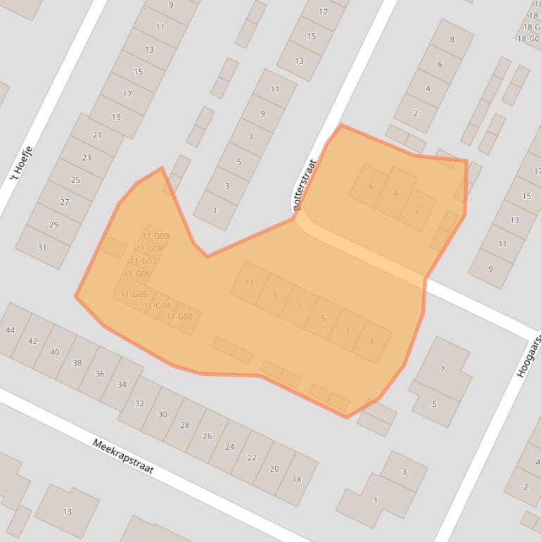 Kaart van postcodegebied 4311EV.