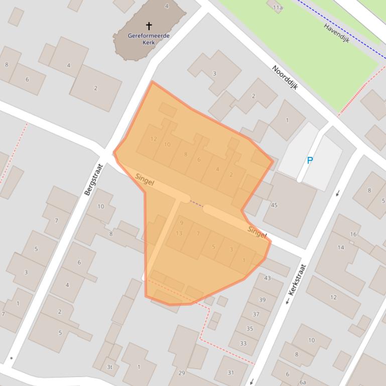 Kaart van postcodegebied 4311HZ.