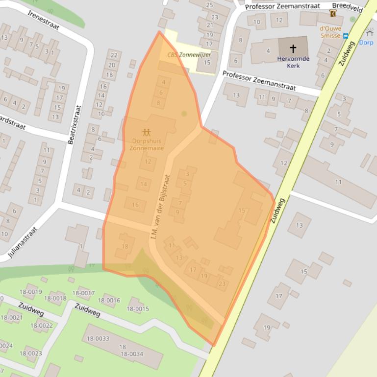 Kaart van postcodegebied 4316AB.