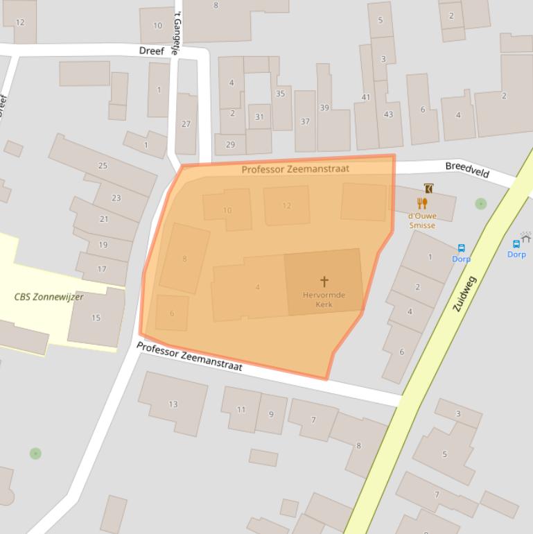 Kaart van postcodegebied 4316AJ.