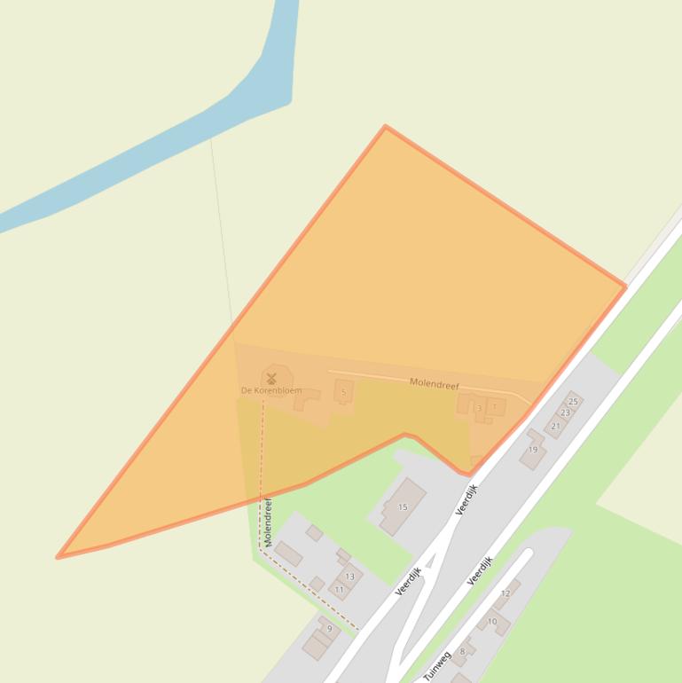 Kaart van postcodegebied 4316AW.