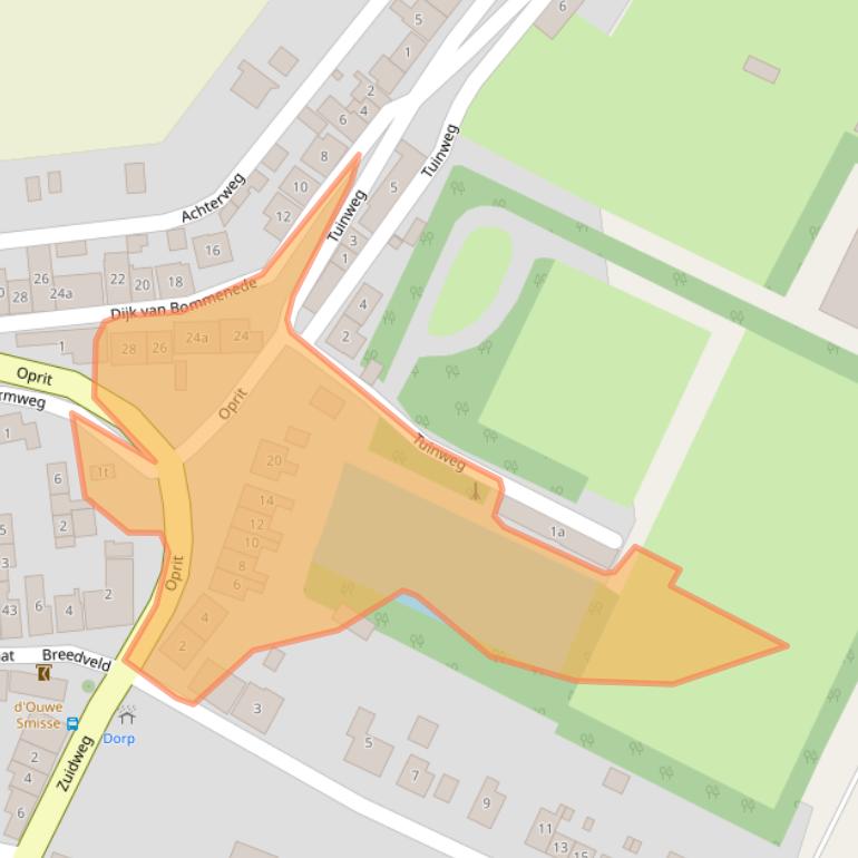 Kaart van postcodegebied 4316AZ.