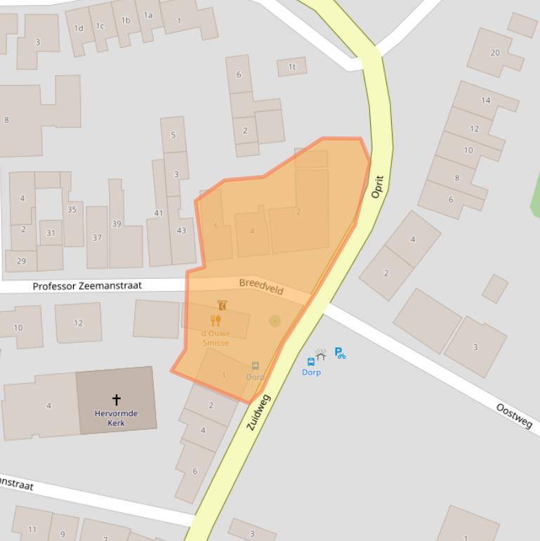 Kaart van postcodegebied 4316BA.