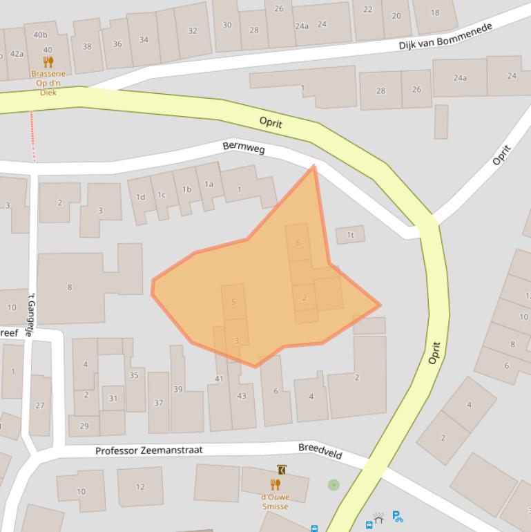 Kaart van postcodegebied 4316BB.