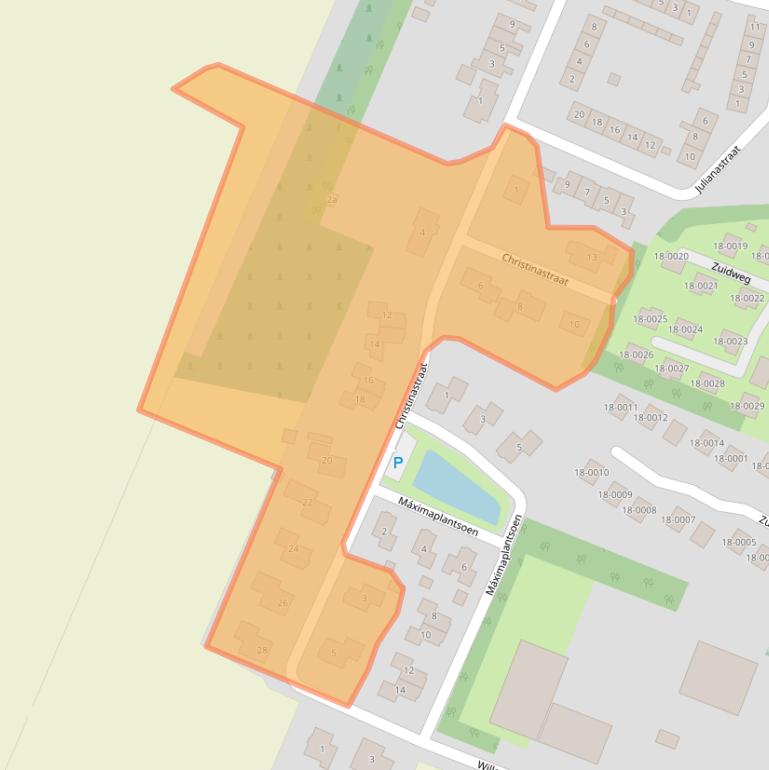 Kaart van postcodegebied 4316BE.