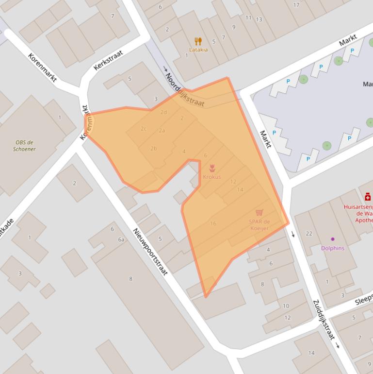 Kaart van postcodegebied 4318AG.