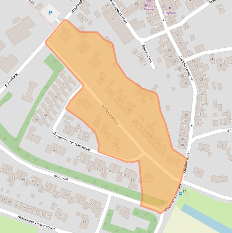 Kaart van postcodegebied 4318BA.