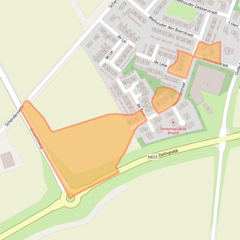 Kaart van postcodegebied 4318ES.