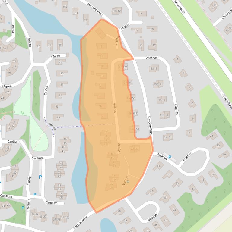 Kaart van postcodegebied 4318NE.