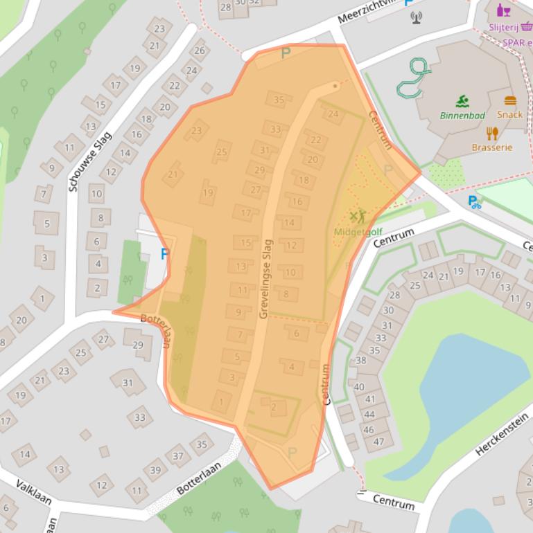 Kaart van postcodegebied 4318TH.