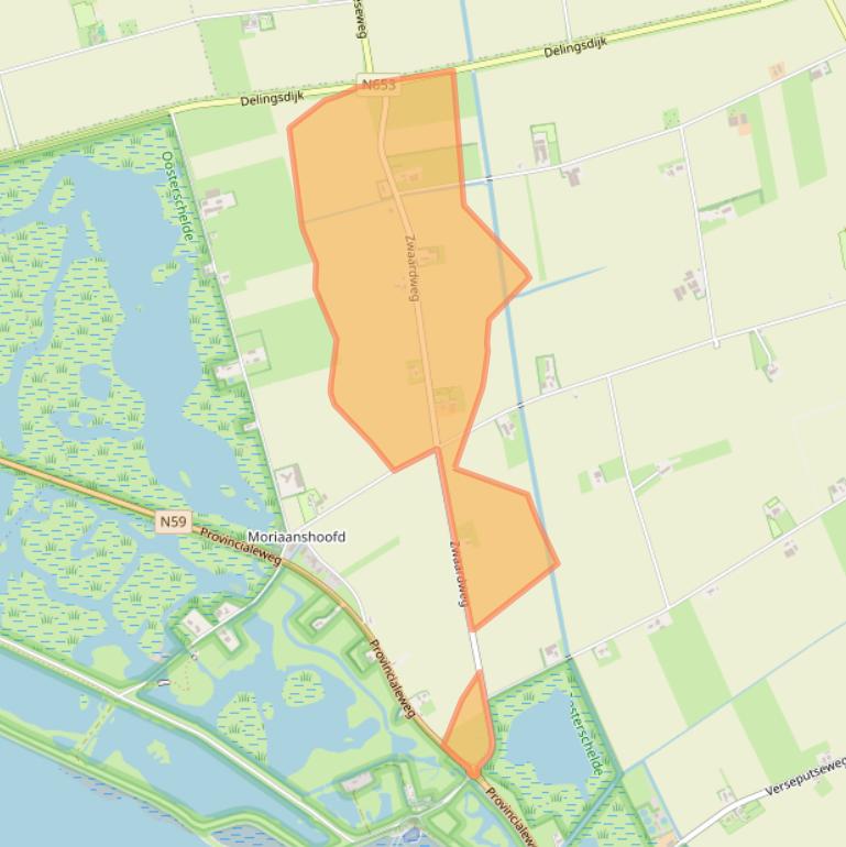 Kaart van postcodegebied 4321TT.