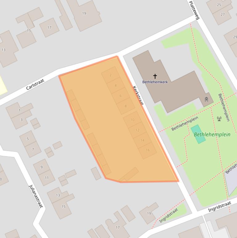 Kaart van postcodegebied 4322BC.