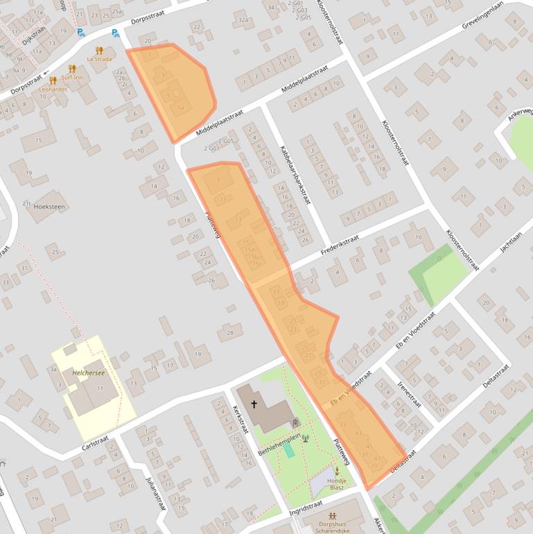 Kaart van postcodegebied 4322BD.