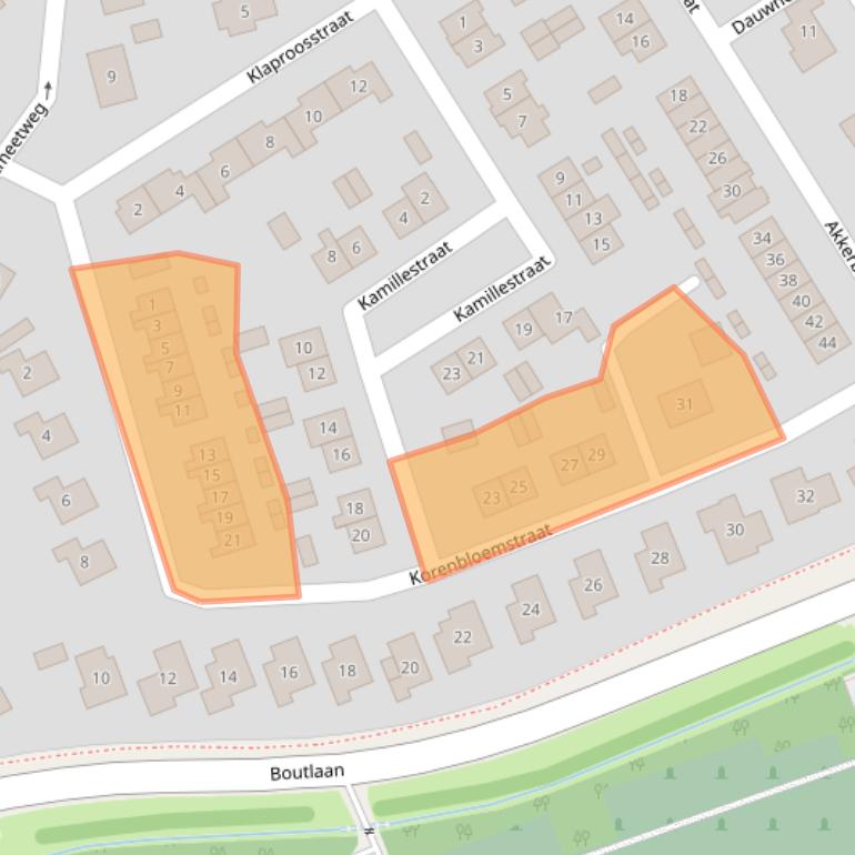 Kaart van postcodegebied 4322BW.