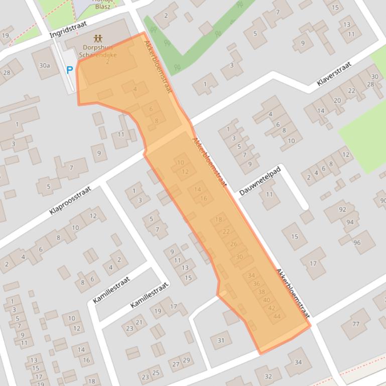 Kaart van postcodegebied 4322CD.