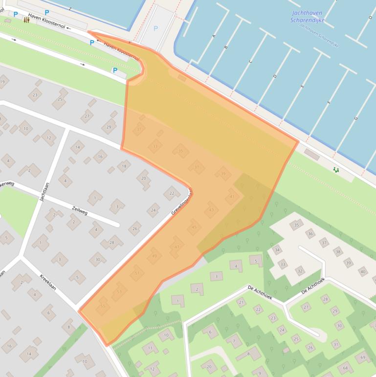 Kaart van postcodegebied 4322EB.