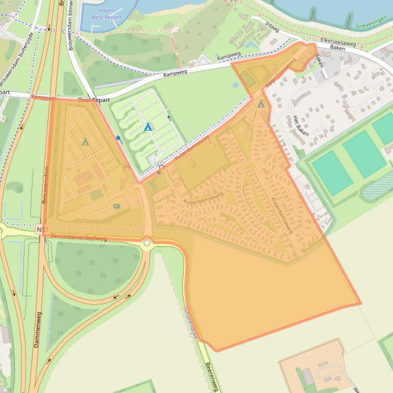 Kaart van postcodegebied 4322NM.