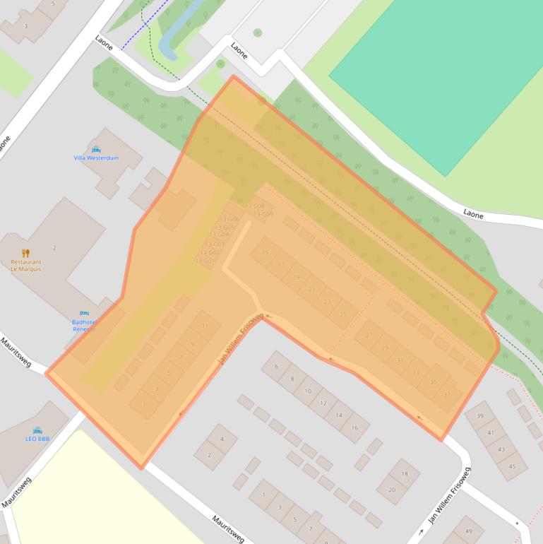 Kaart van postcodegebied 4325AC.