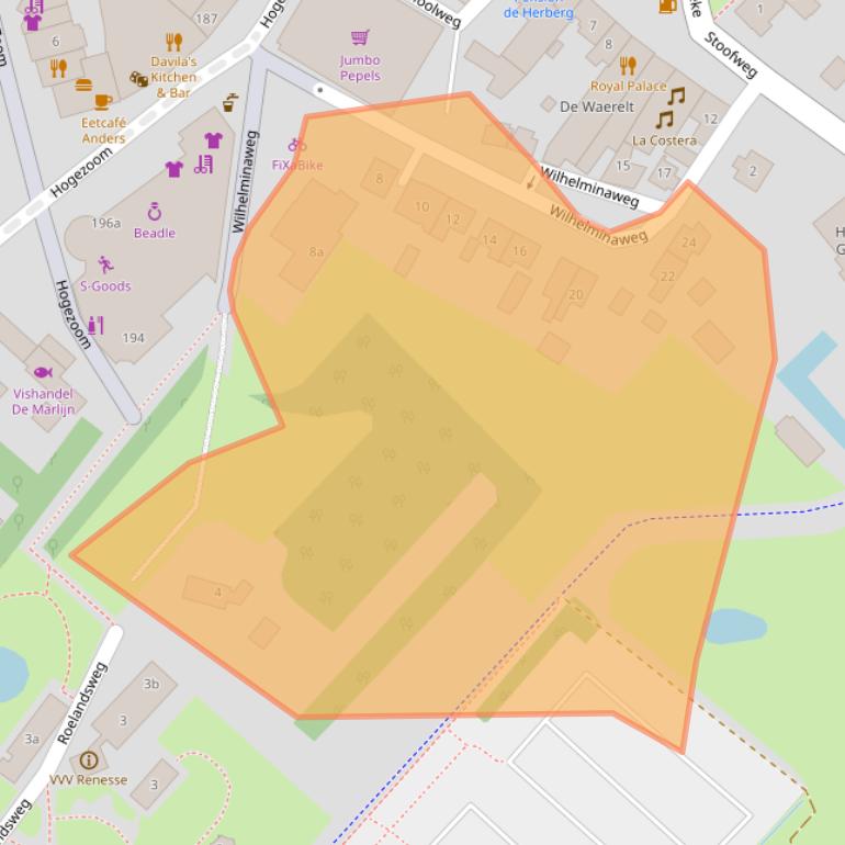 Kaart van postcodegebied 4325BE.