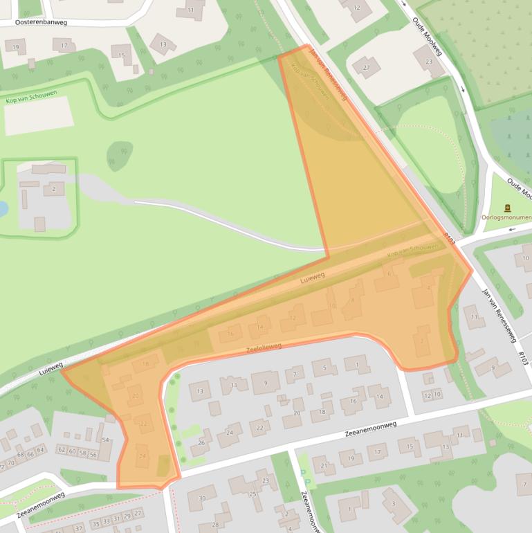 Kaart van postcodegebied 4325BW.