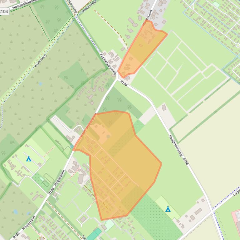 Kaart van postcodegebied 4325CL.