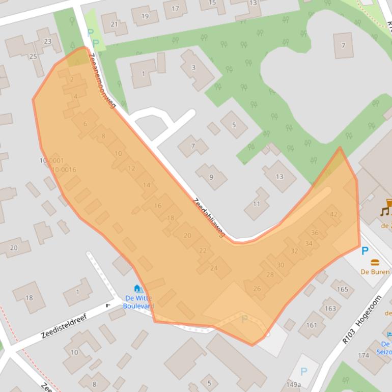 Kaart van postcodegebied 4325CV.