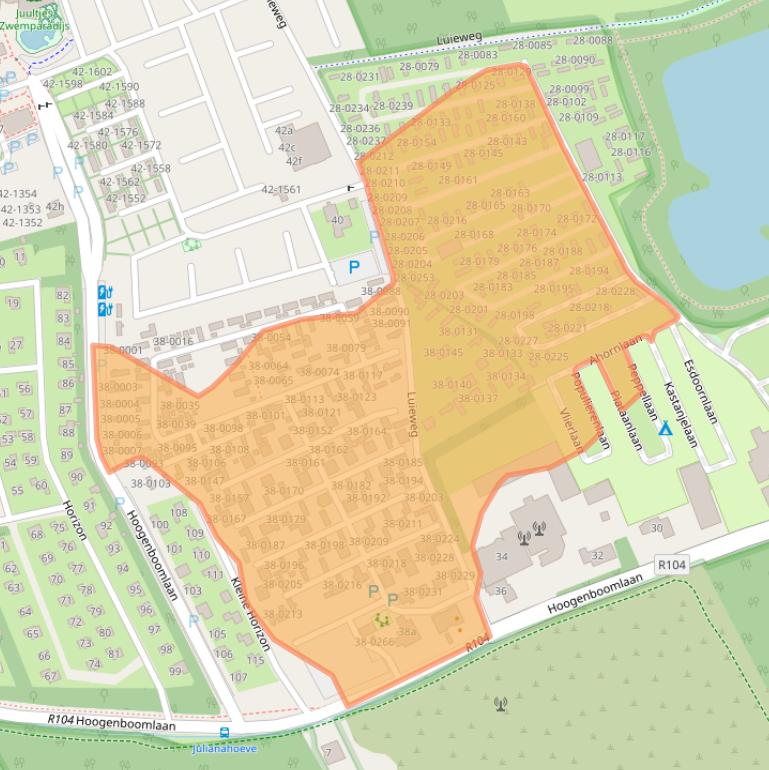 Kaart van postcodegebied 4325DK.