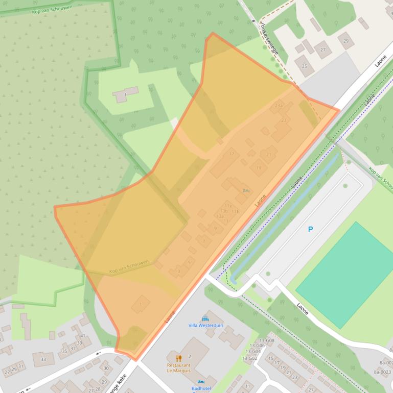 Kaart van postcodegebied 4325EG.
