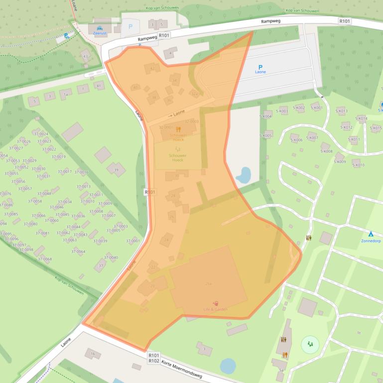 Kaart van postcodegebied 4325EL.