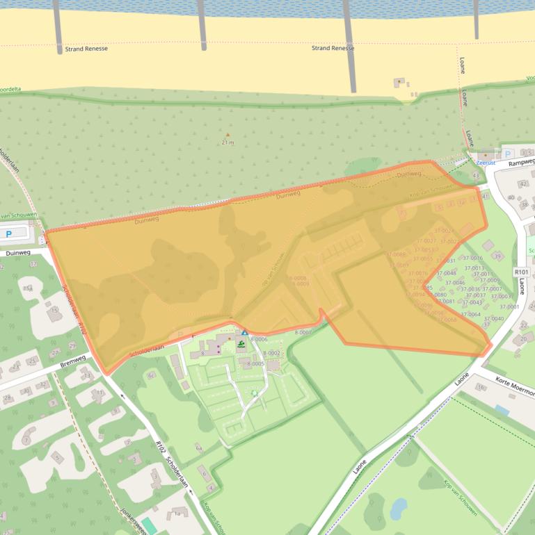 Kaart van postcodegebied 4325EM.