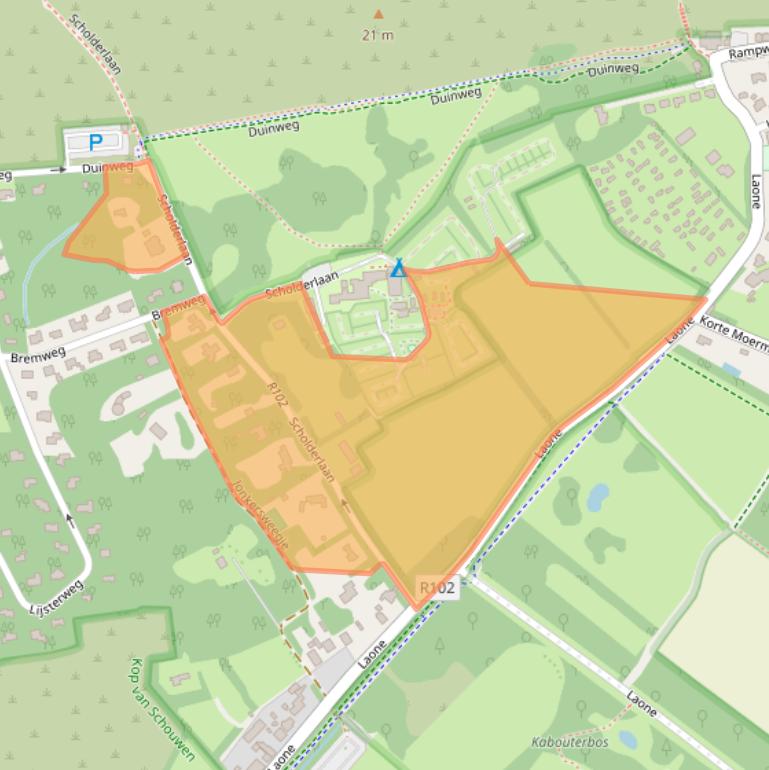 Kaart van postcodegebied 4325EN.