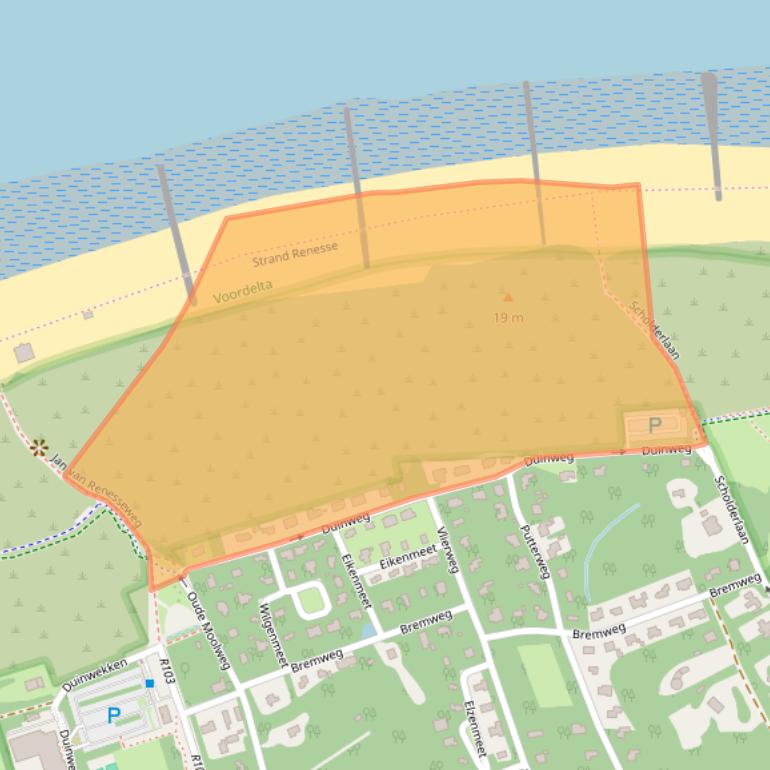 Kaart van postcodegebied 4325EW.