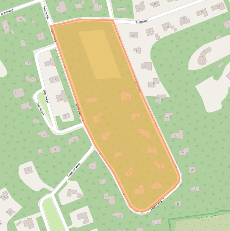 Kaart van postcodegebied 4325EZ.