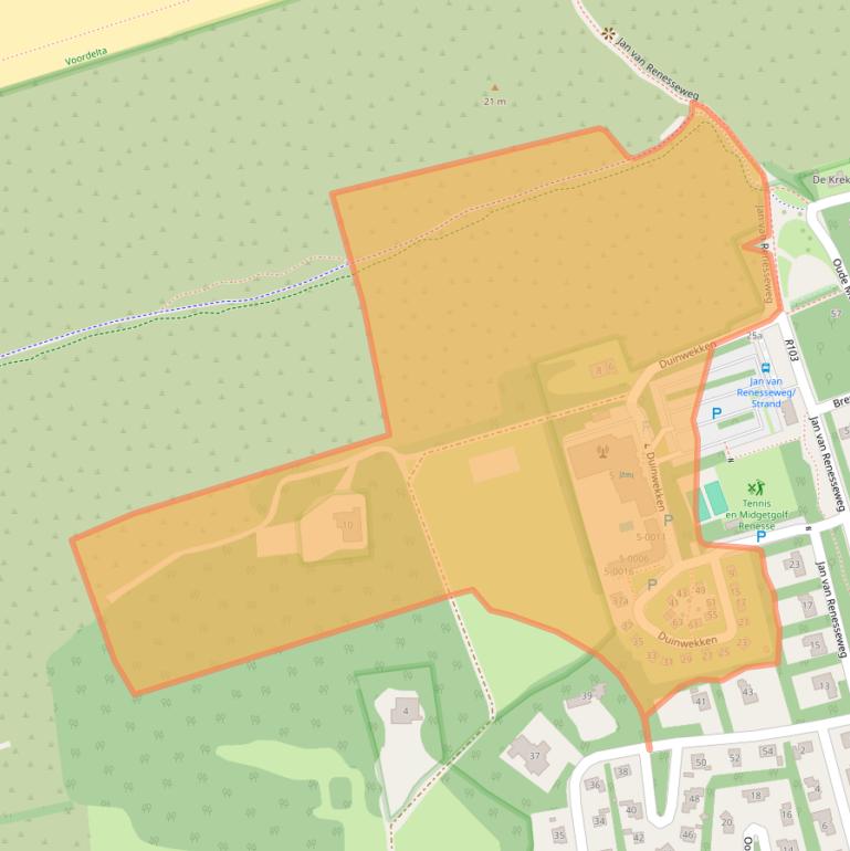 Kaart van postcodegebied 4325GL.