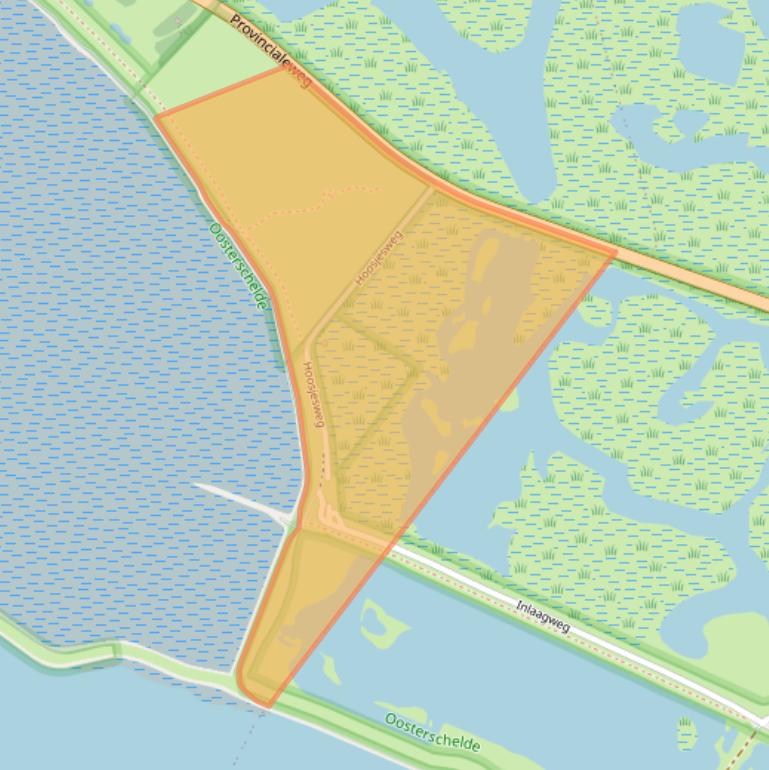 Kaart van postcodegebied 4327SB.