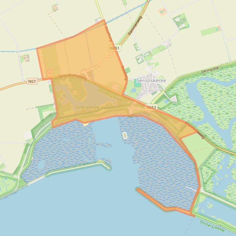 Kaart van postcodegebied 4327SE.