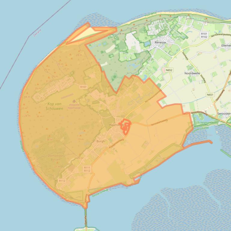 Kaart van postcodegebied 4328.