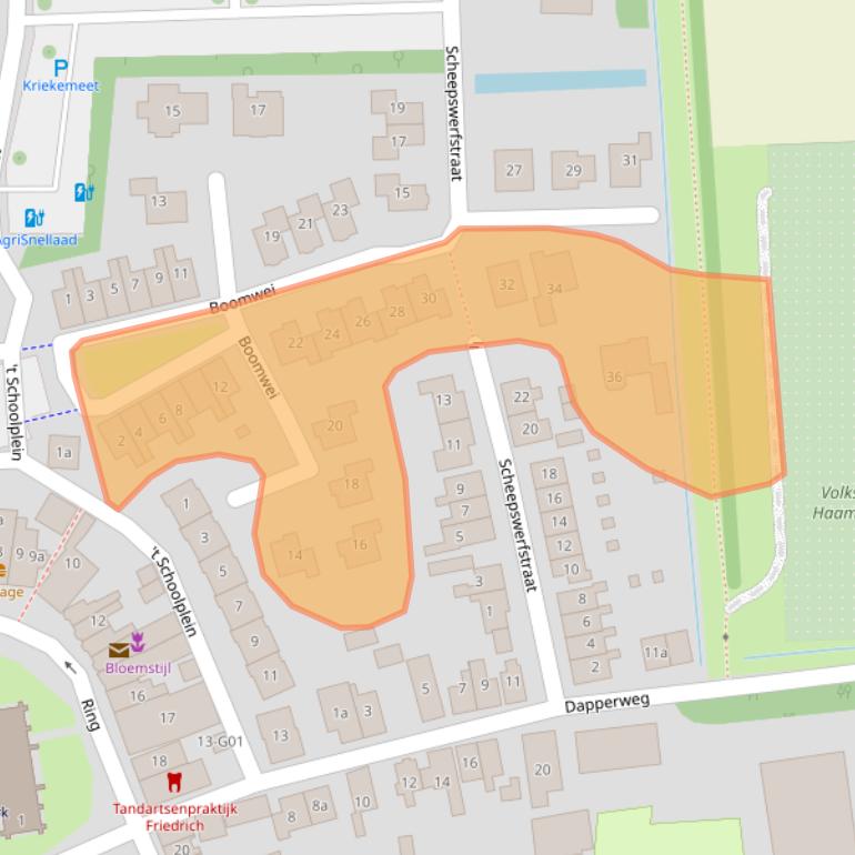 Kaart van postcodegebied 4328AT.