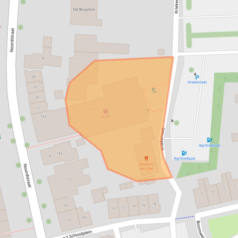 Kaart van postcodegebied 4328AW.