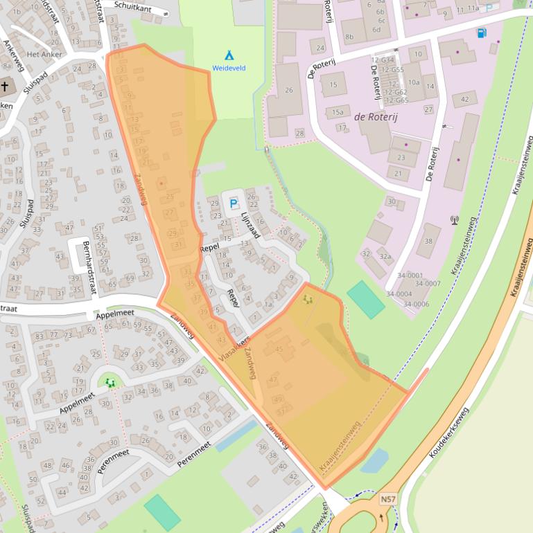 Kaart van postcodegebied 4328BG.