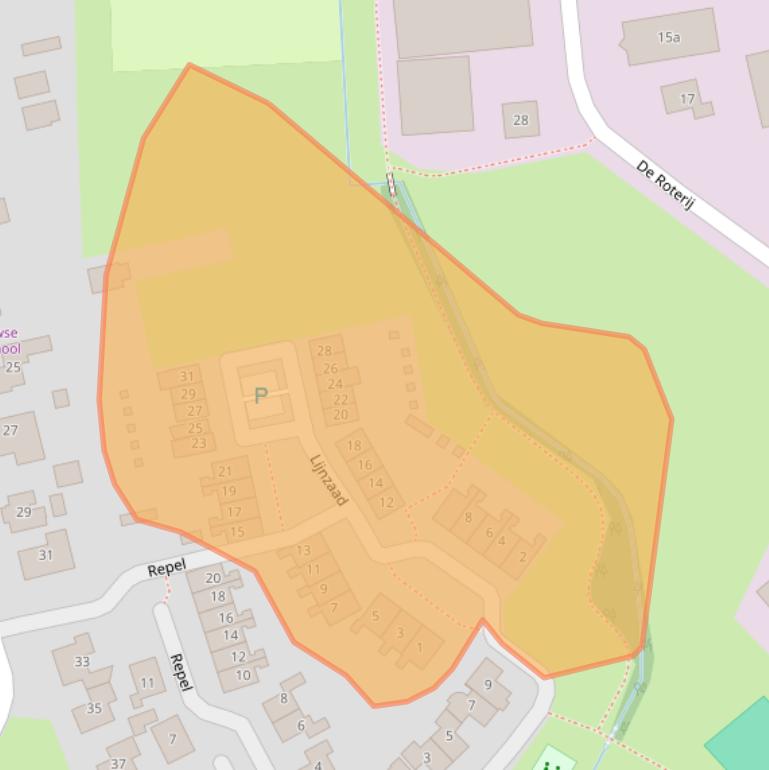 Kaart van postcodegebied 4328CJ.