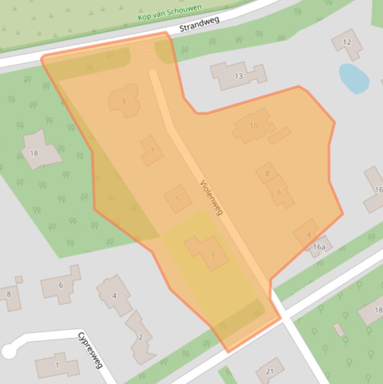 Kaart van postcodegebied 4328JJ.