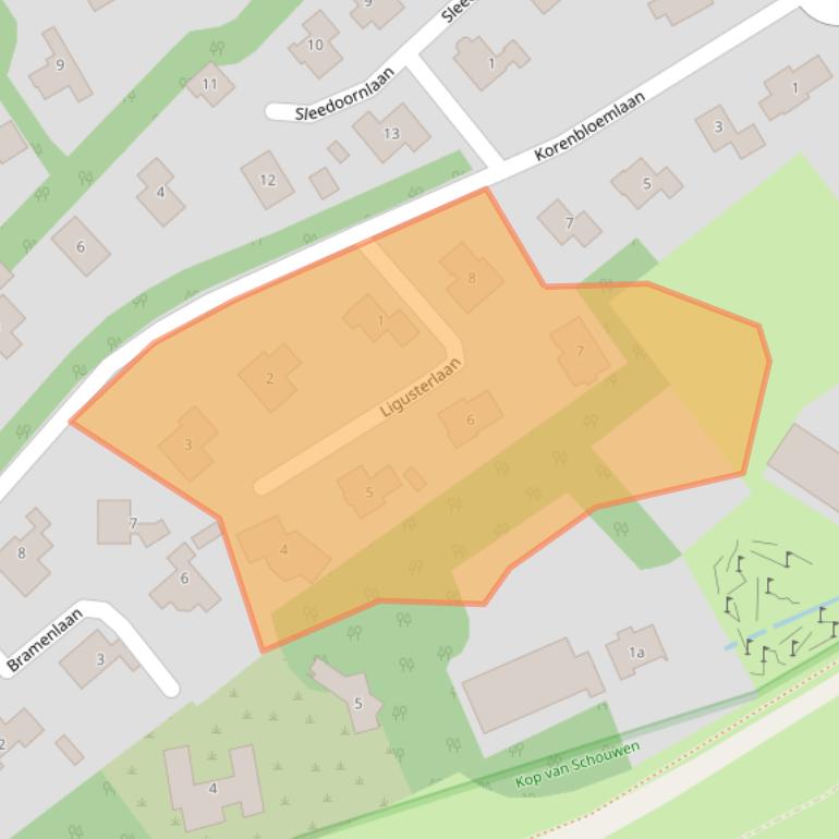 Kaart van postcodegebied 4328KW.