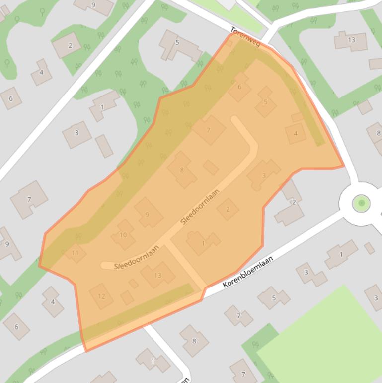 Kaart van postcodegebied 4328KZ.