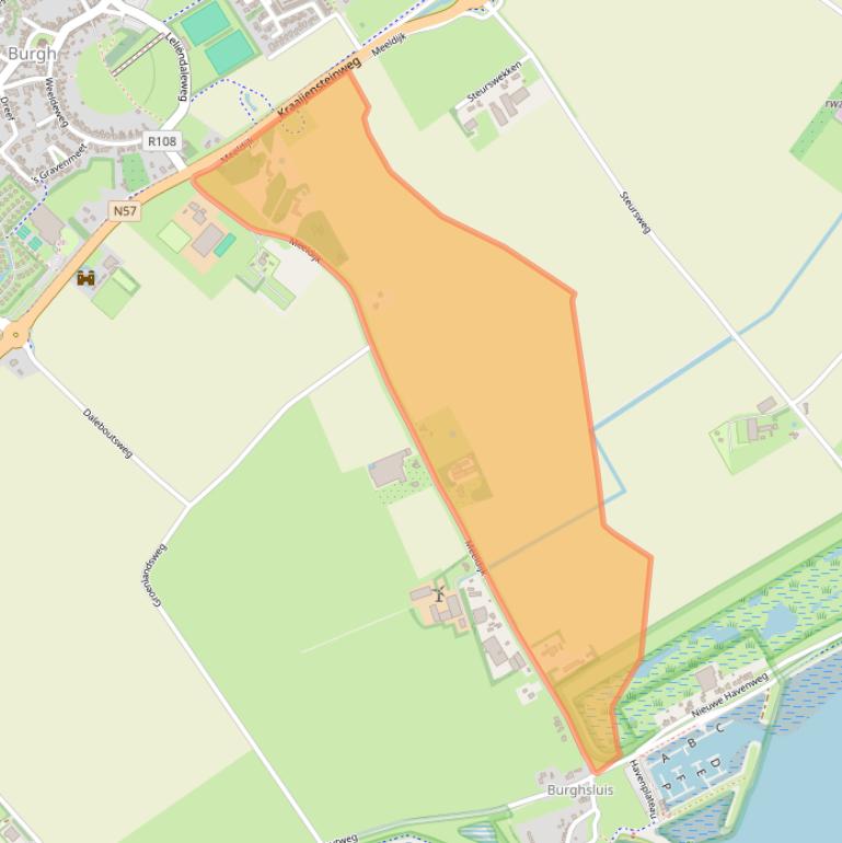 Kaart van postcodegebied 4328NE.