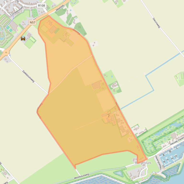 Kaart van postcodegebied 4328NG.